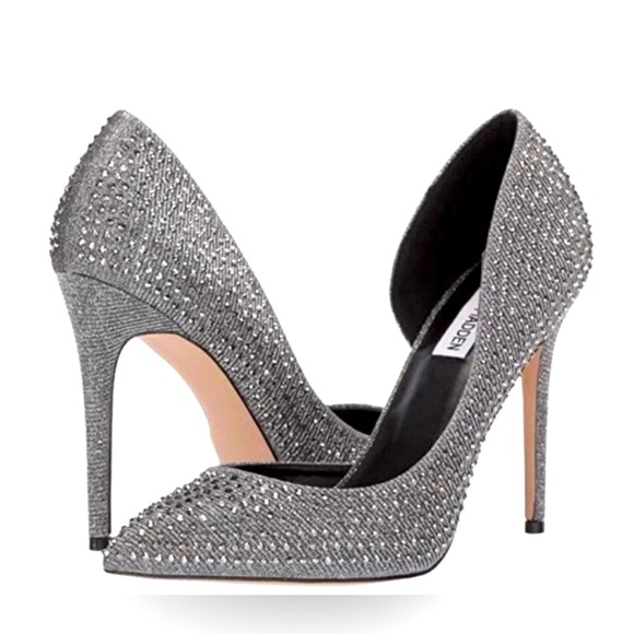 STEVE MADDEN 'Proper' Rhinestone on Lame D'Orsay Pumps - Picture 1 of 10